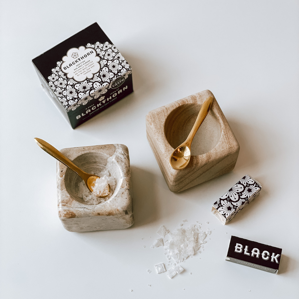 Blackthorn Sea Salt Large with pinch pots and brass spoons