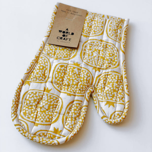 Block Printed Pomegranate Oven Glove