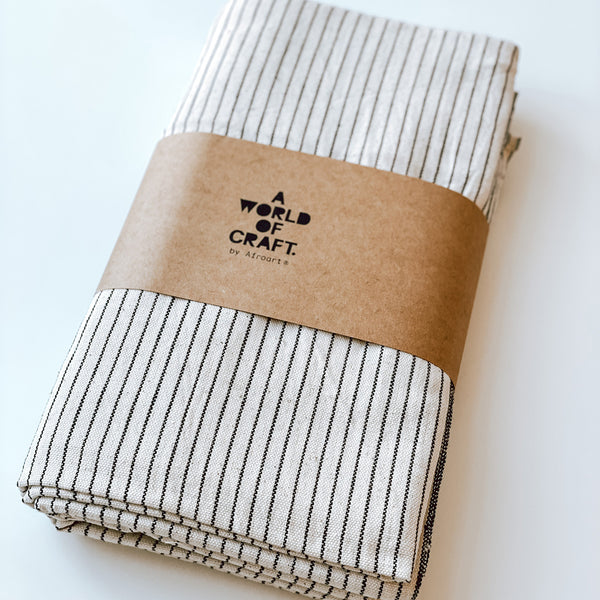 Striped Organic Cotton Tablecloth - Black/Cream