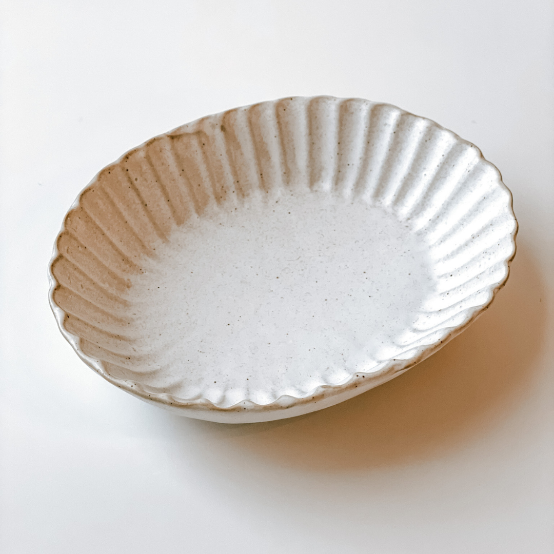 Scalloped Stoneware Dish, Large