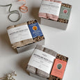 Three byFoke Perdy Gift boxes containing Kitchen cloths by the Organic Company and Soaps by Annings of Dorset.