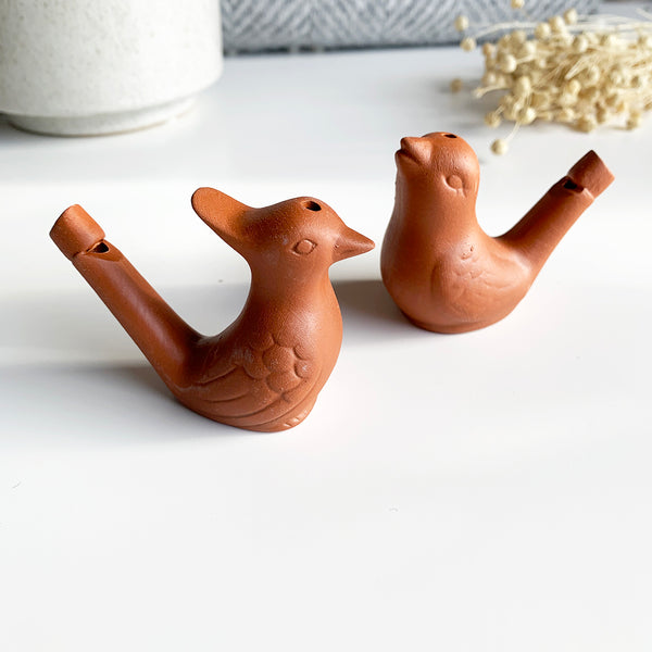 Pair of Ceramic Bird Whistles, a Cardinal and a Song Bird